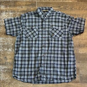 Ariat Rebar Shirt Mens XL Blue Plaid Short Sleeve Button Front Workwear Western